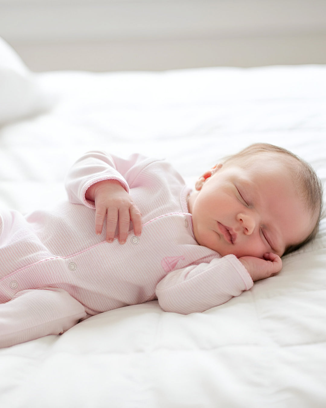 Mini Stripes Footed Romper-Peony