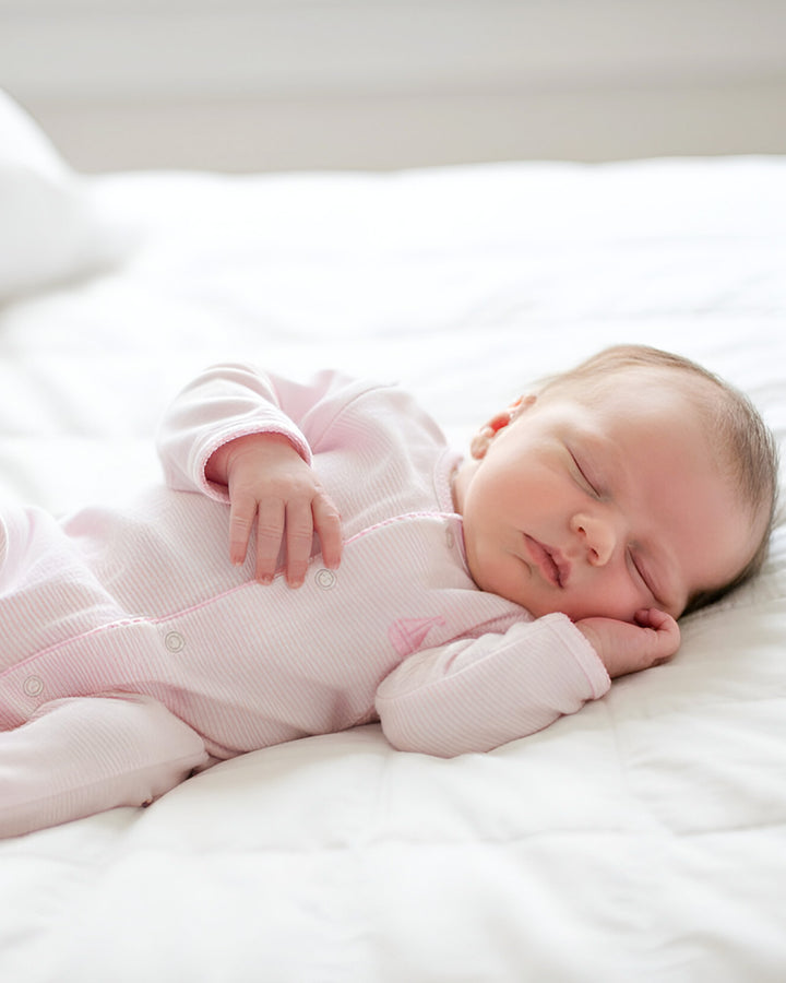 Mini Stripes Footed Romper-Peony