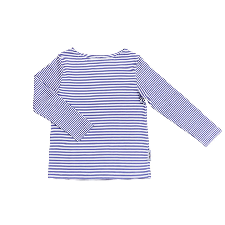 Boat Neck Pima Play Tee-Periwinkle Stripe