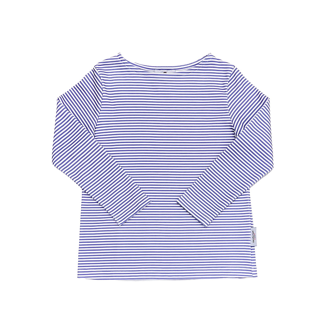 Boat Neck Pima Play Tee-Periwinkle Stripe