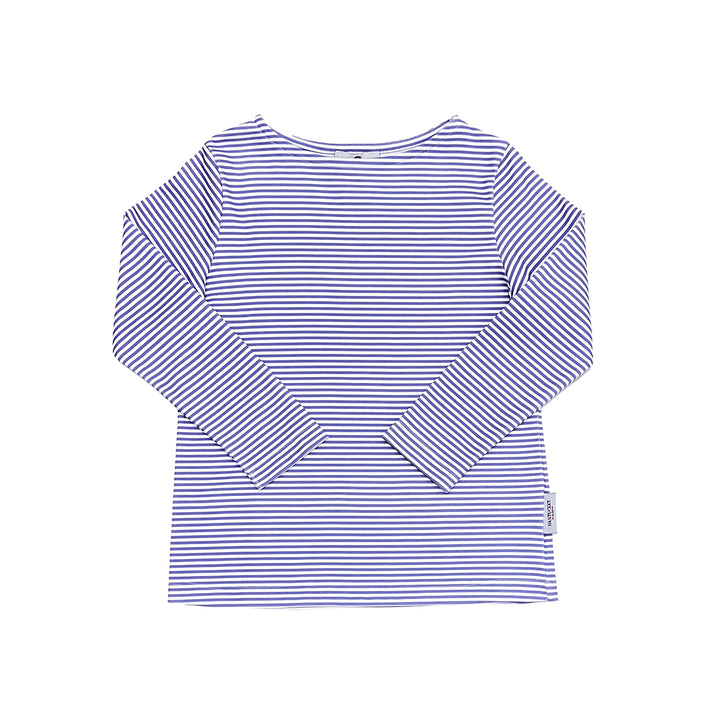 Boat Neck Pima Play Tee-Periwinkle Stripe