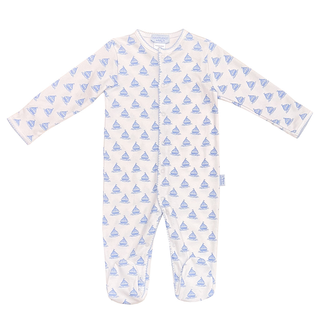 Fairwinds Pima Romper-White/Chatham Bars Blue