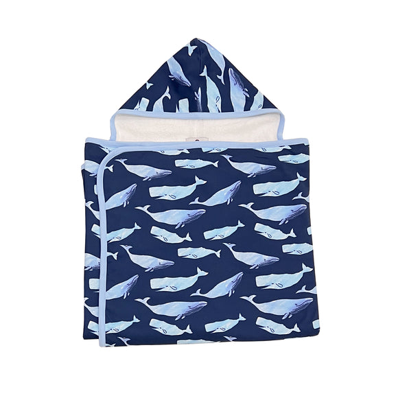 Watercolor Whales Oversized Hooded Towel