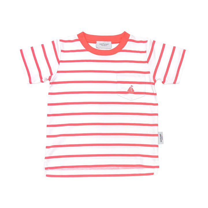 Tisbury Tee-Coral Stripe