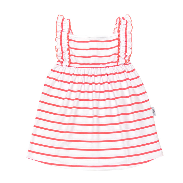 Boardwalk Dress-Coral/White Stripe
