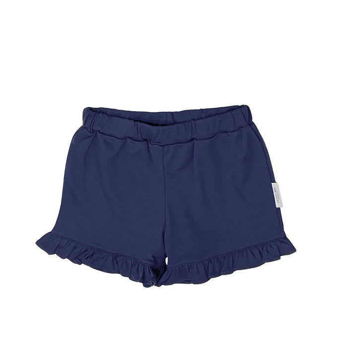 Ruffled Pima Pull-On Shorts-Nautical Navy