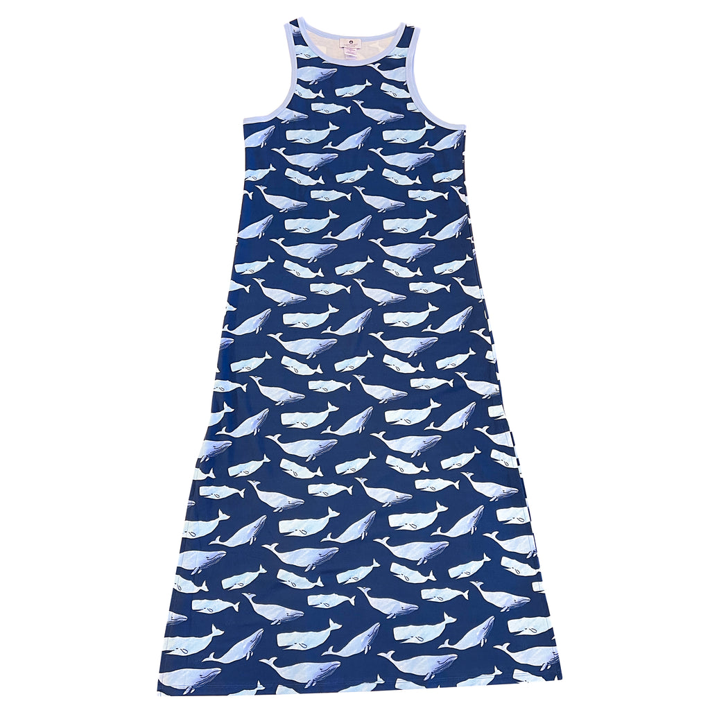 Women's Watercolor Whales Maxi Dress  Nantucket Kids