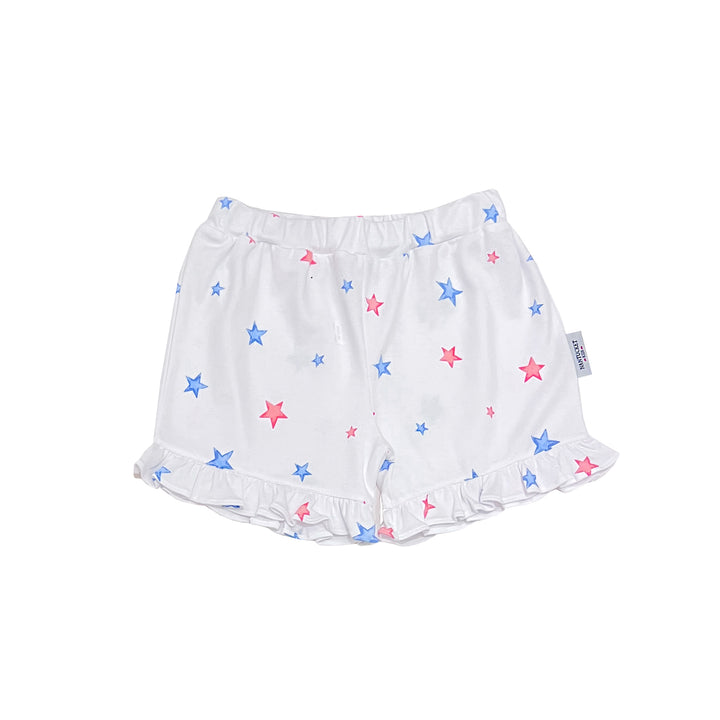 Ruffled Pima Pull-On Shorts-Star Spangled
