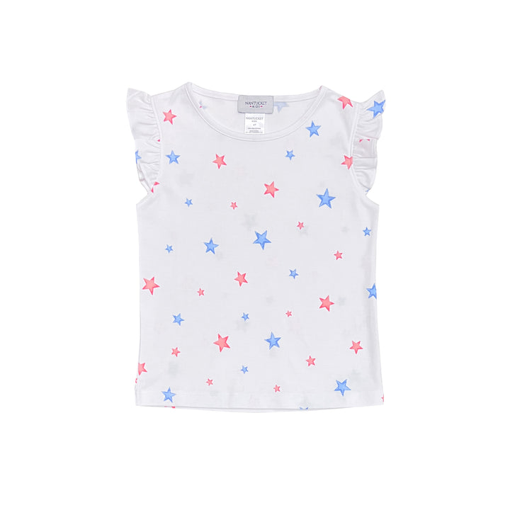 Essentials Pima Ruffle Tank-Star Spangled