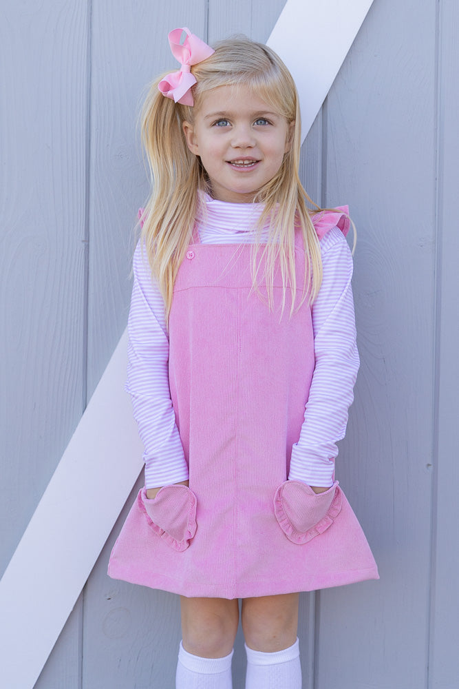 pink corduroy jumper dress I Heart You Corduroy Jumper Dress