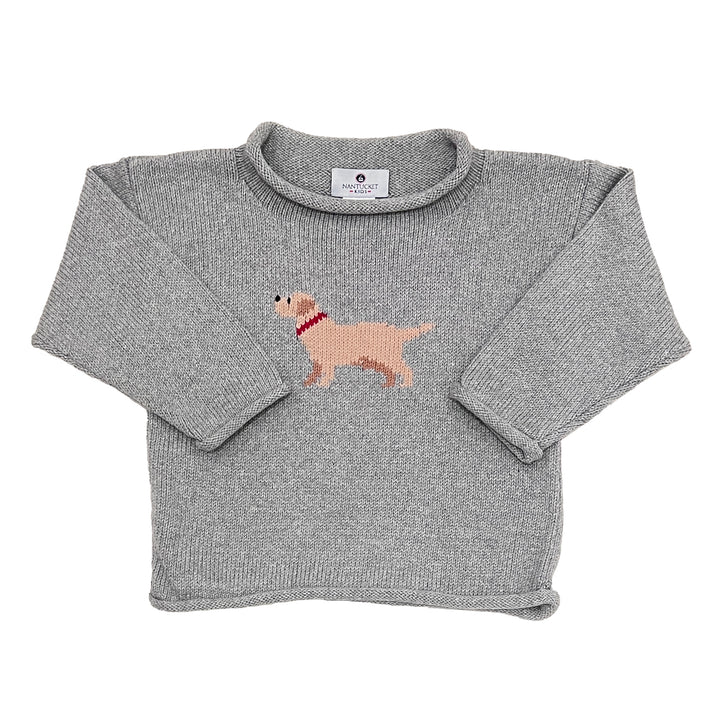 Tuck The Retriever Roll Neck Sweater-Grey