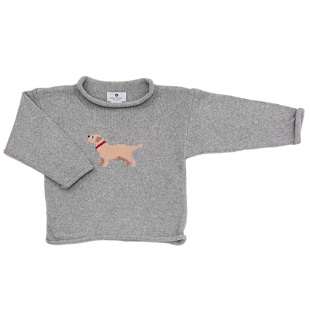 Tuck The Retriever Roll Neck Sweater-Grey