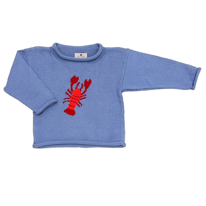 New England Lobster Roll Neck Sweater-Blue