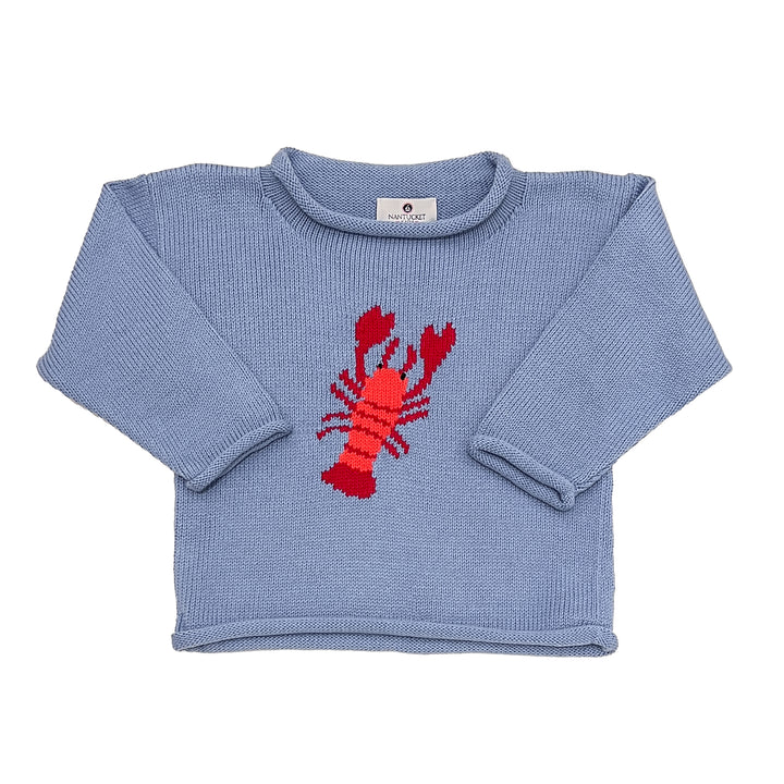 New England Lobster Roll Neck Sweater-Blue