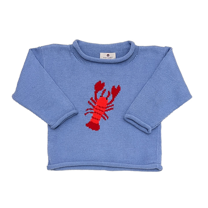 New England Lobster Roll Neck Sweater-Blue