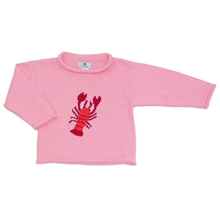 New England Lobster Roll Neck Sweater-Pink