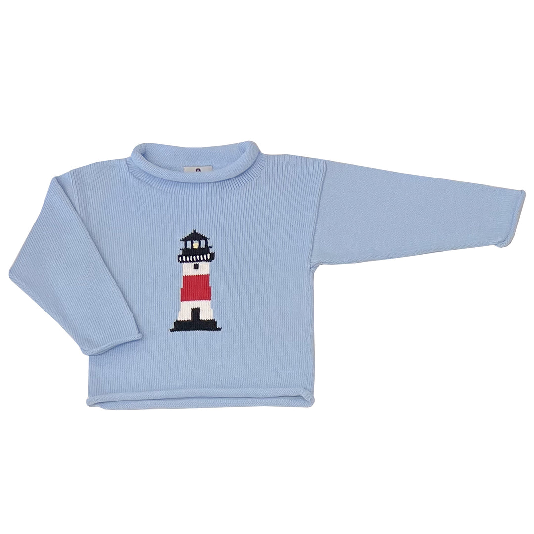 Lighthouse Roll Neck Sweater-Chatham Bars Blue
