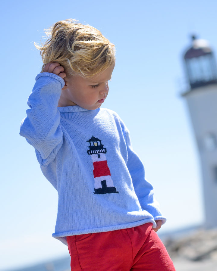Lighthouse Roll Neck Sweater-Chatham Bars Blue