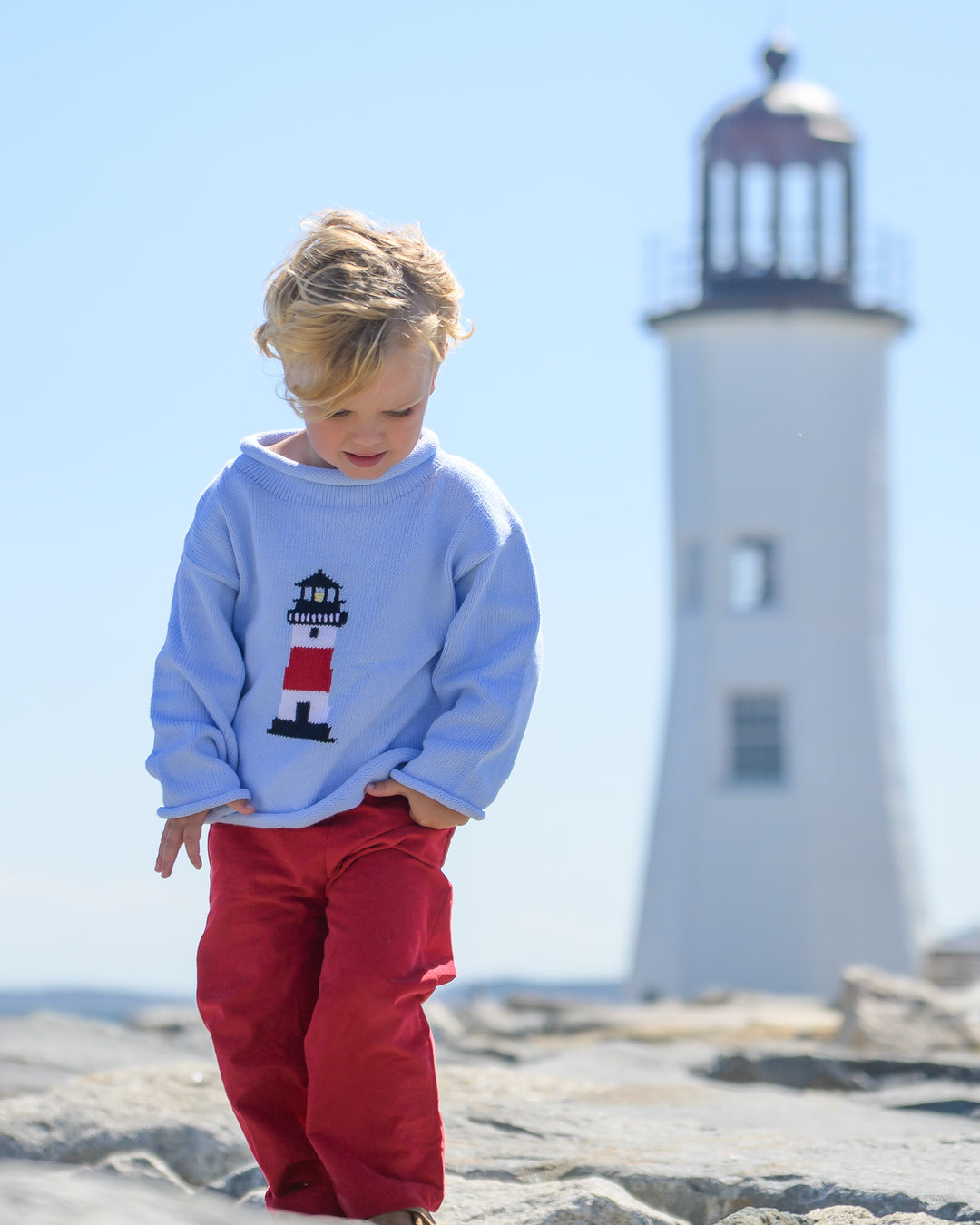 Lighthouse Roll Neck Sweater-Chatham Bars Blue
