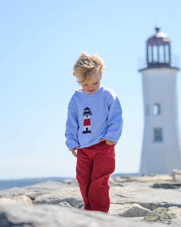 Lighthouse Roll Neck Sweater-Chatham Bars Blue