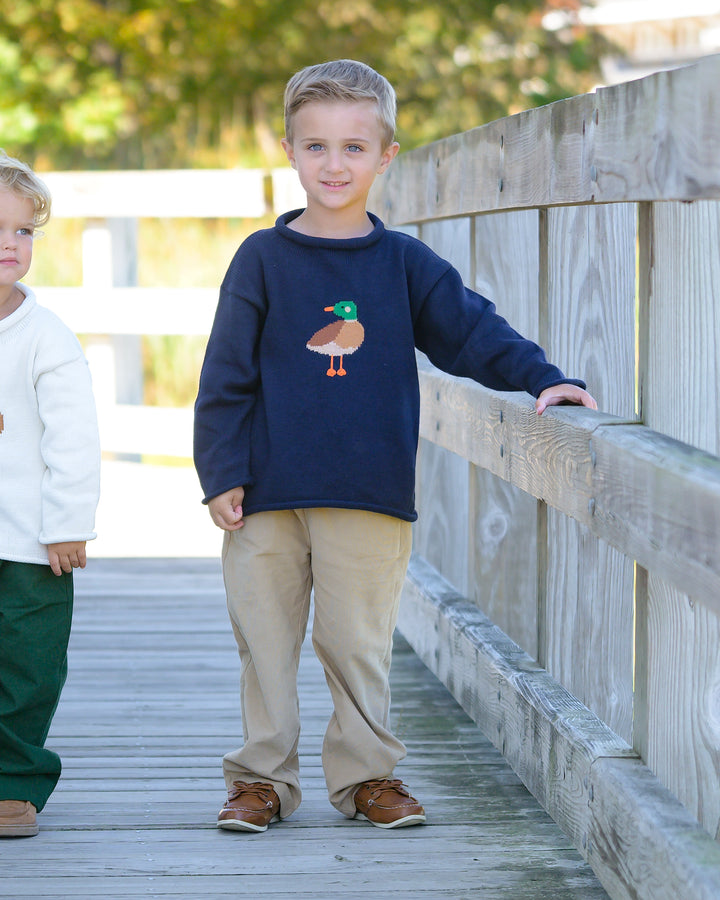 Mallard Roll Neck Sweater-Navy
