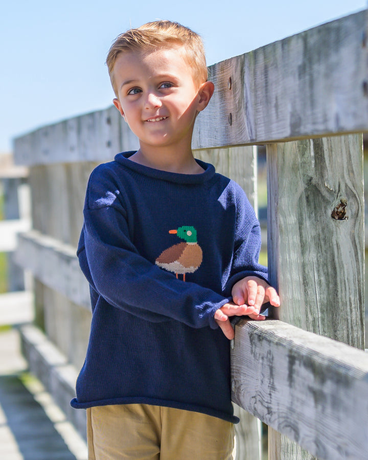 Mallard Roll Neck Sweater-Navy