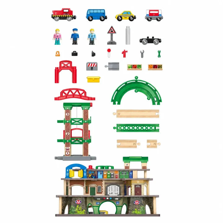 Hape Multi-Level Railway City Set