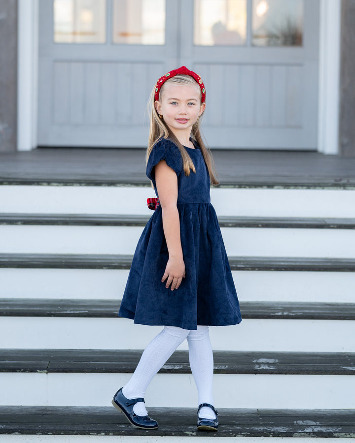 Elyse Dress with Royal Stewart Tartan Sash