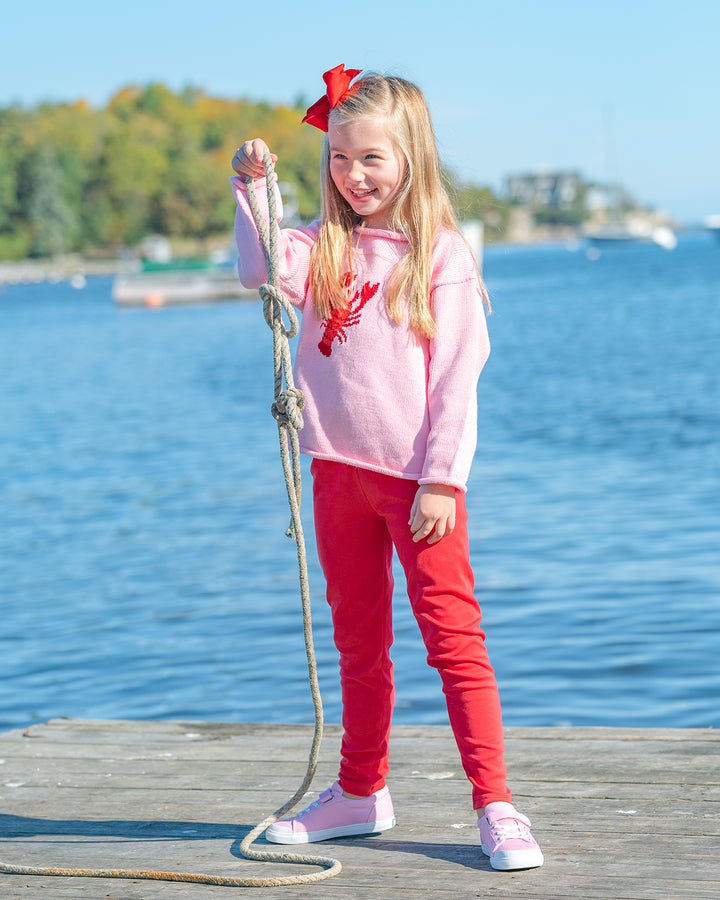 New England Lobster Roll Neck Sweater-Pink