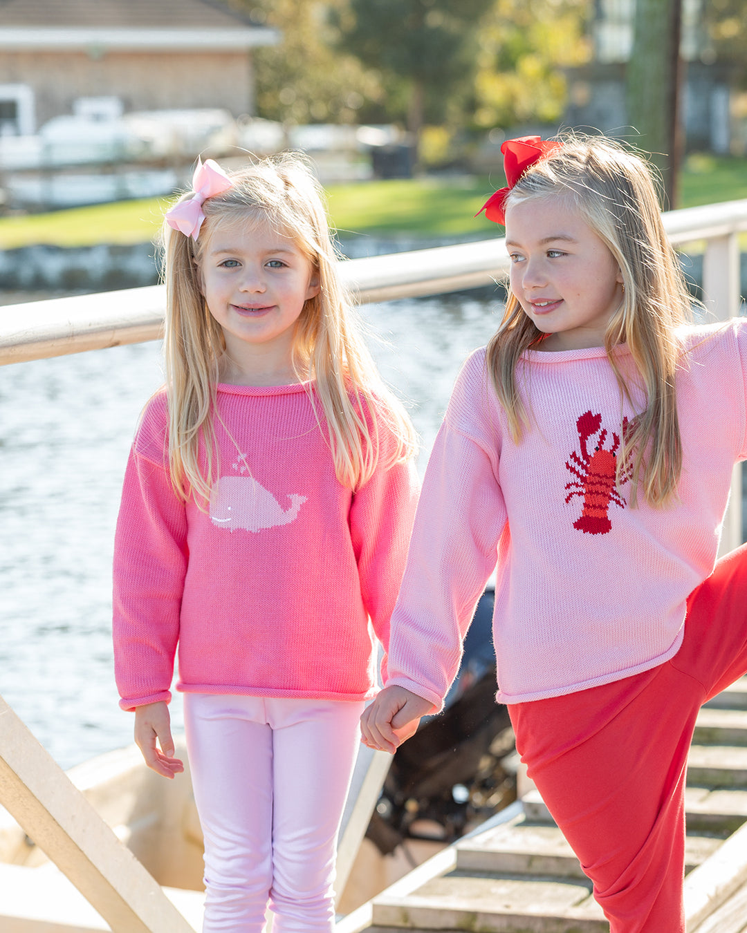 Whale Watch Roll Neck Sweater-Rose