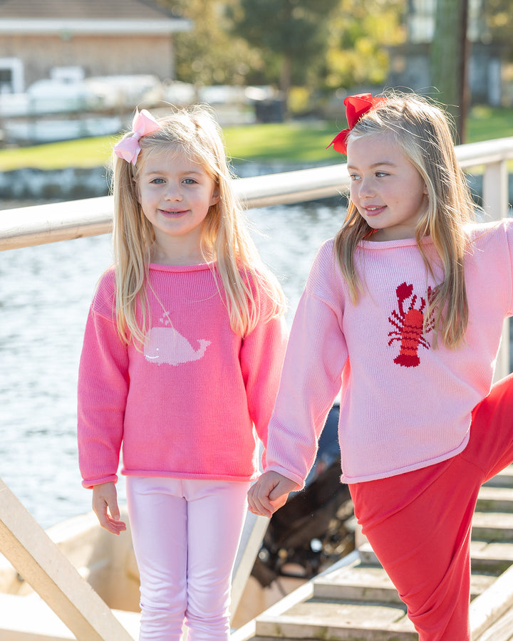 Whale Watch Roll Neck Sweater-Rose