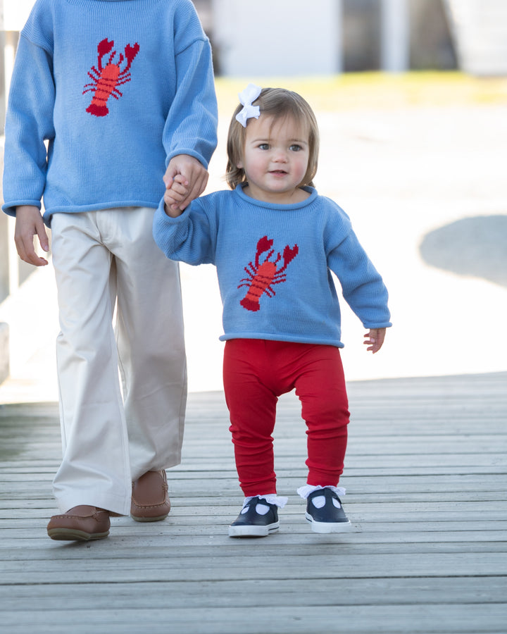 New England Lobster Roll Neck Sweater-Blue