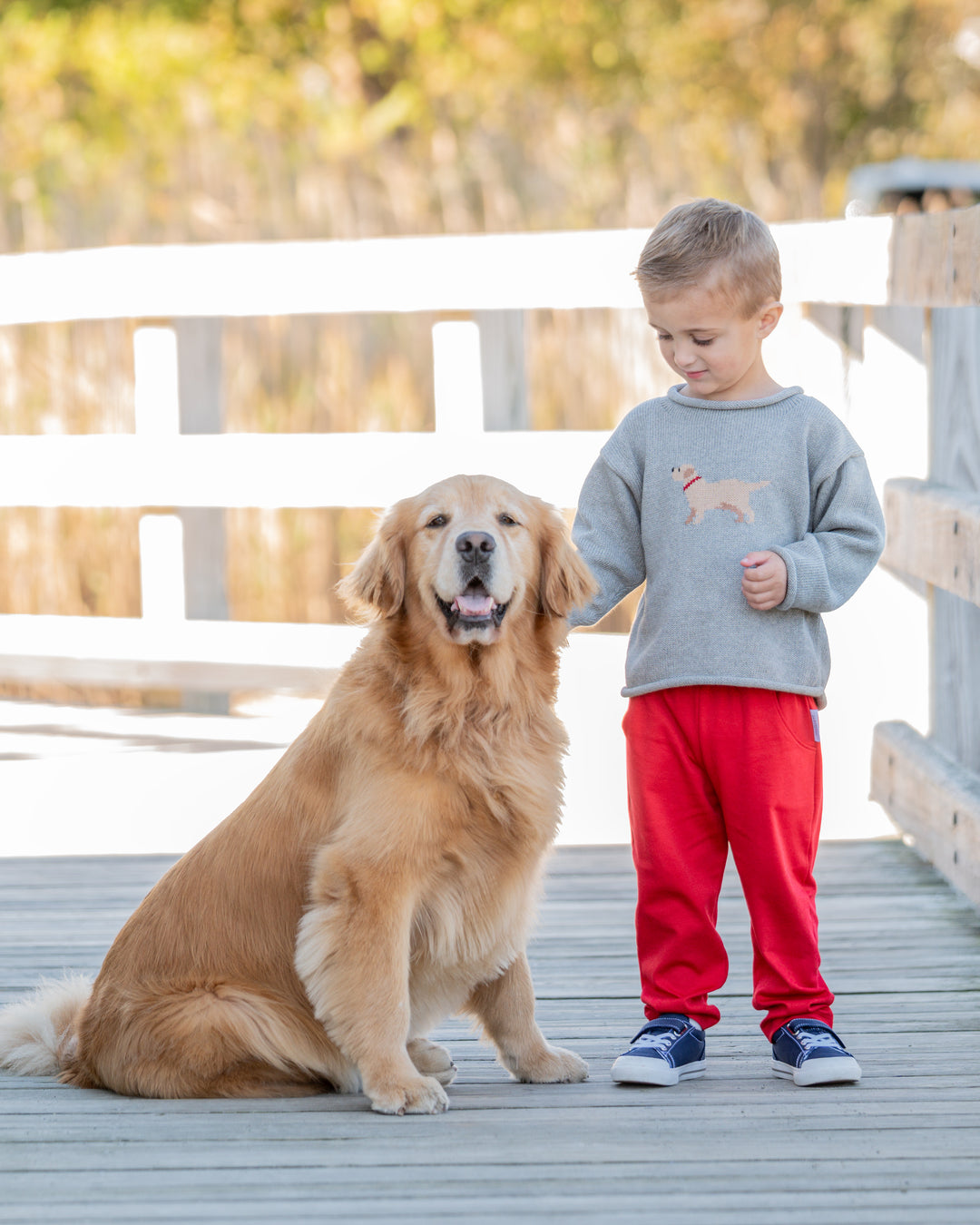 Tuck The Retriever Roll Neck Sweater-Grey