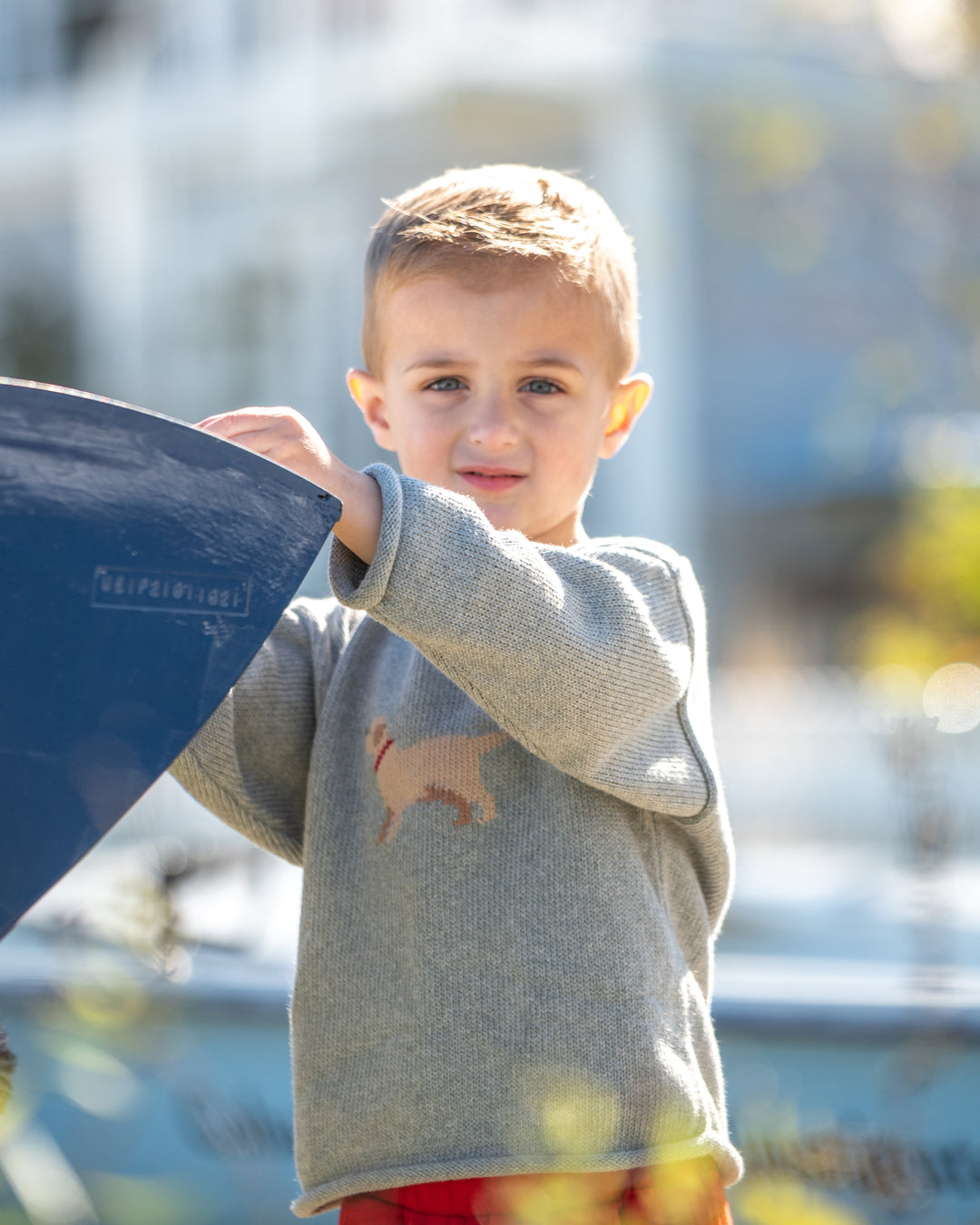 Tuck The Retriever Roll Neck Sweater-Grey