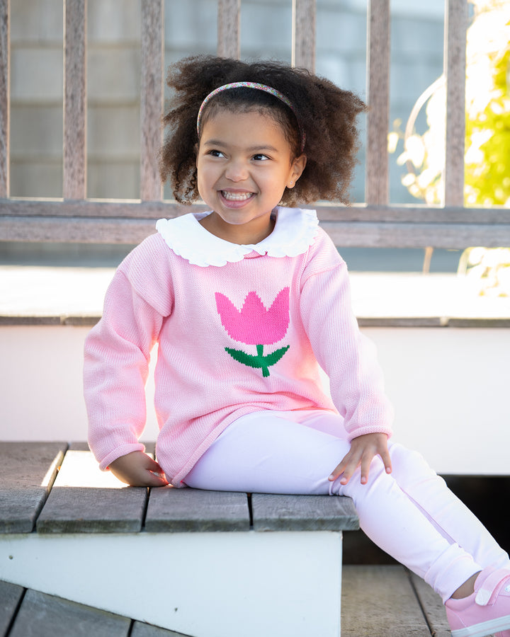 Tisbury Tulips Roll Neck Sweater