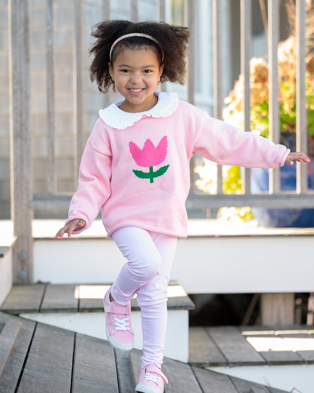 Tisbury Tulips Roll Neck Sweater