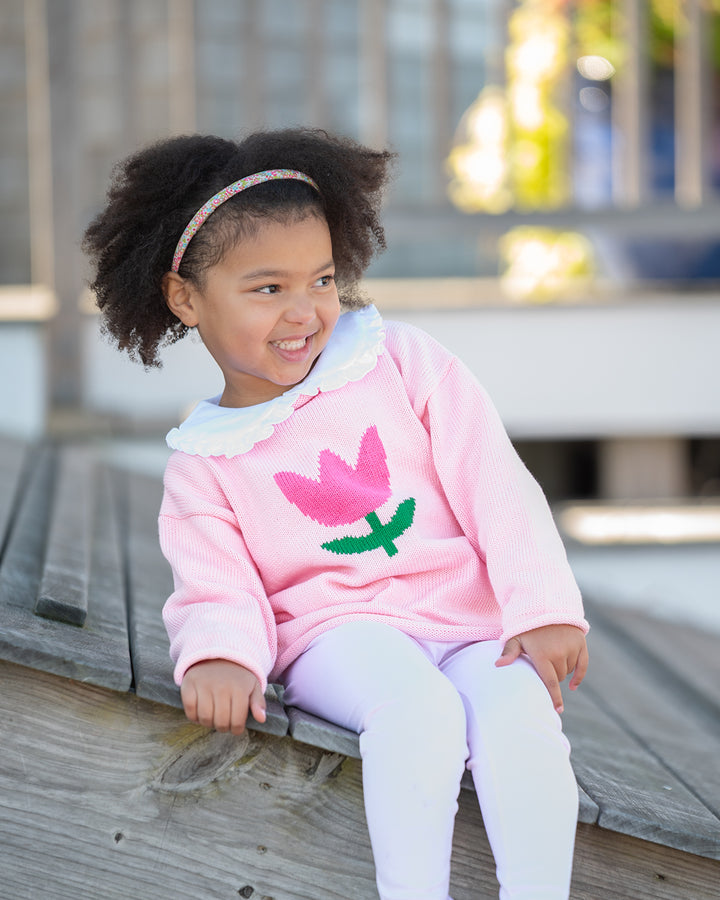 Tisbury Tulips Roll Neck Sweater