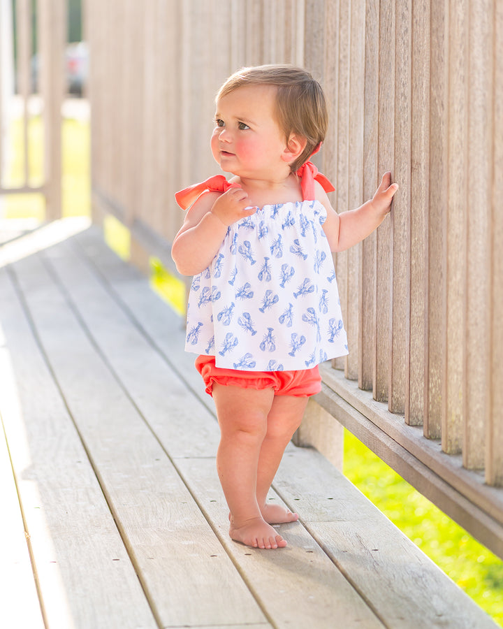 Blue Lobster Tie Shoulder Tank & Bloomer Set