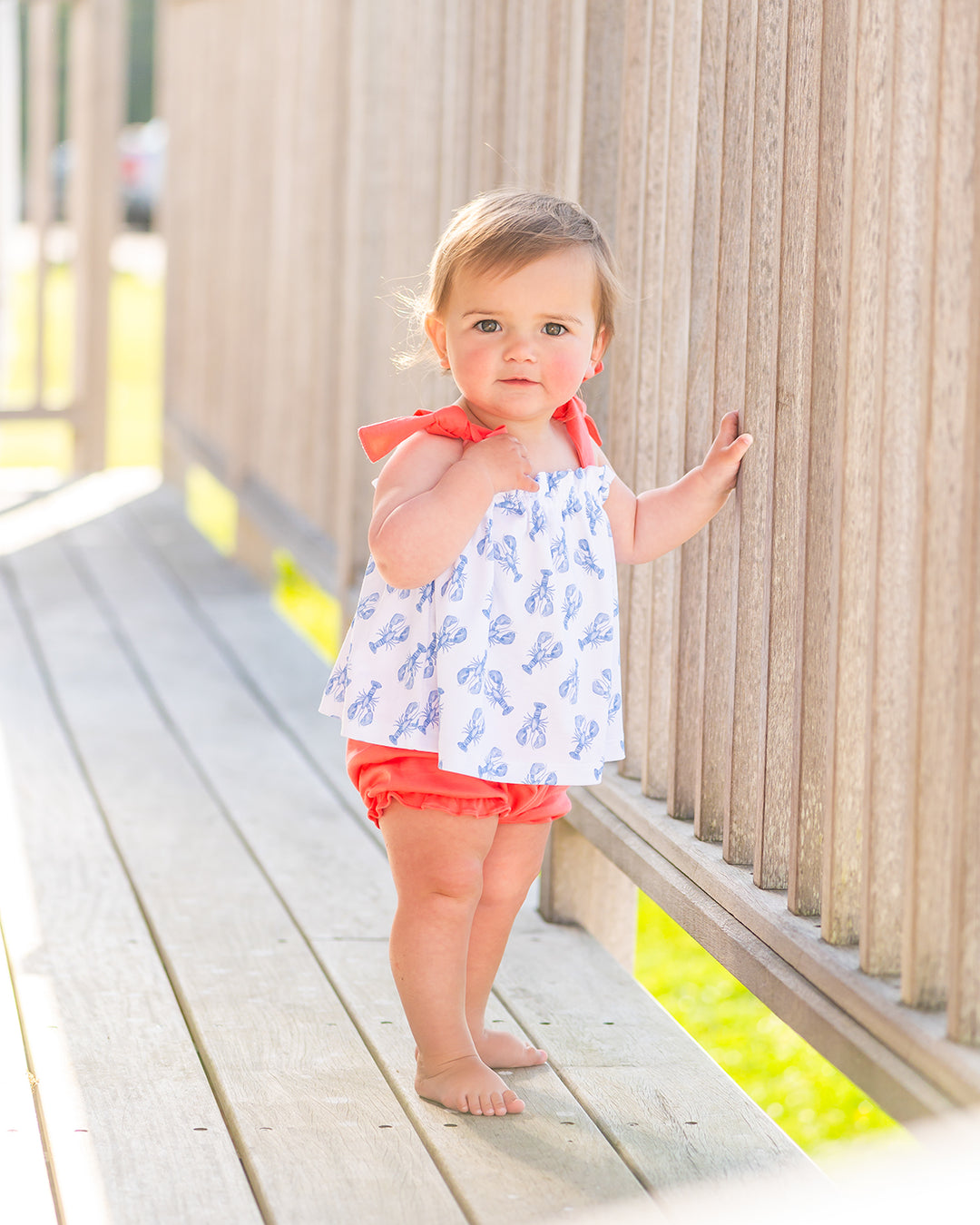 Blue Lobster Tie Shoulder Tank & Bloomer Set