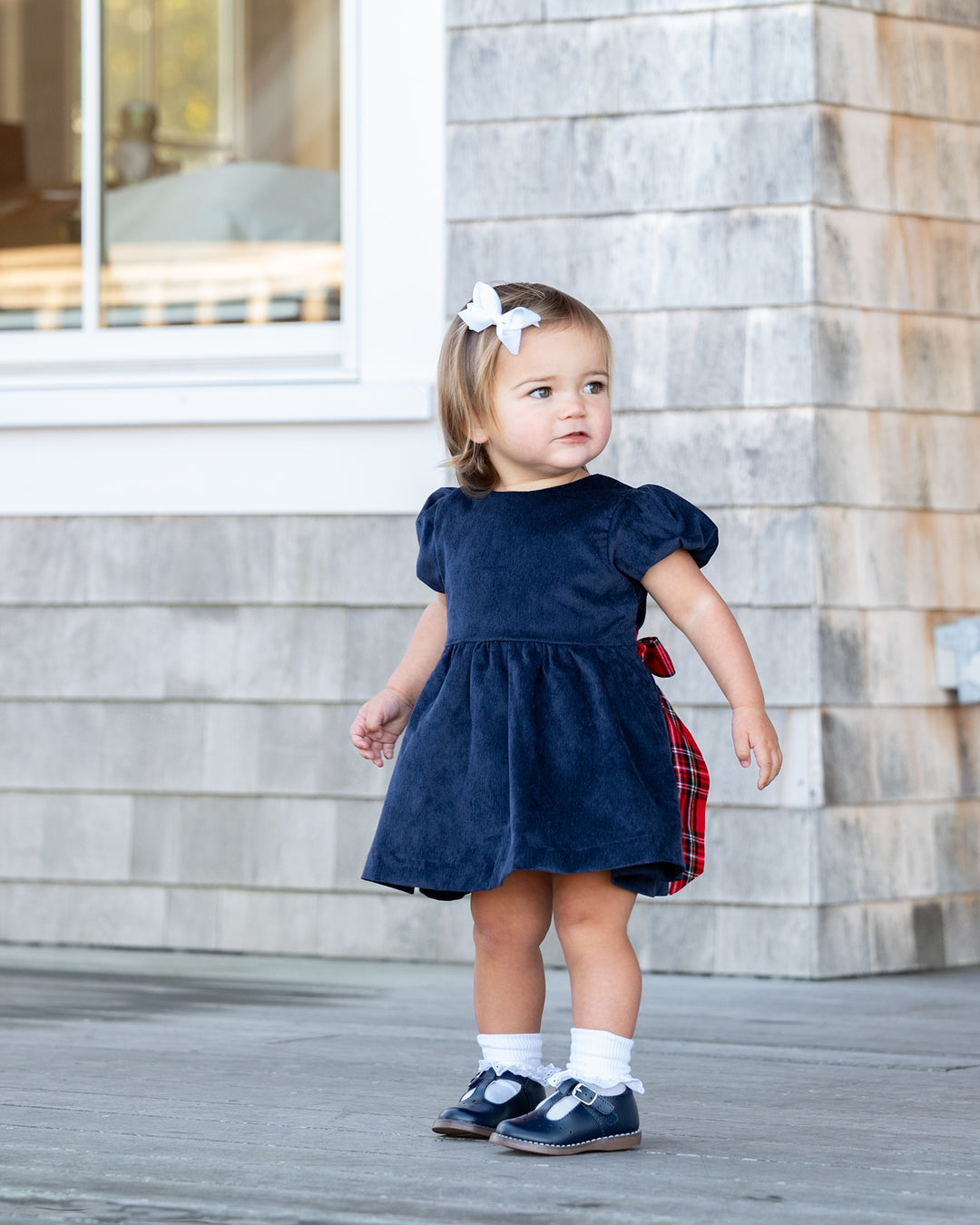 Elyse Dress with Royal Stewart Tartan Sash