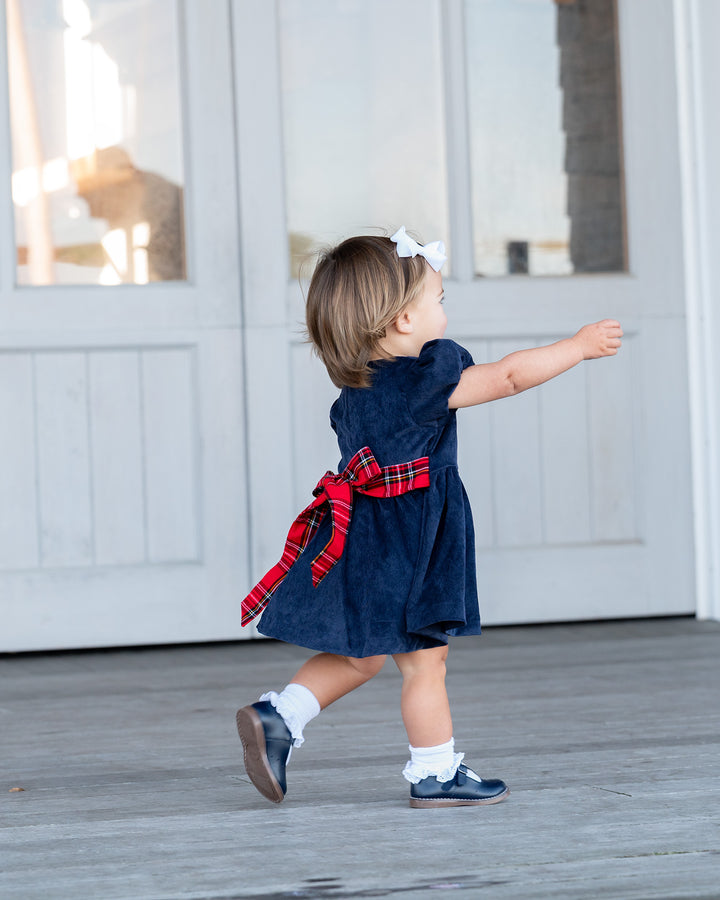 Elyse Dress with Royal Stewart Tartan Sash