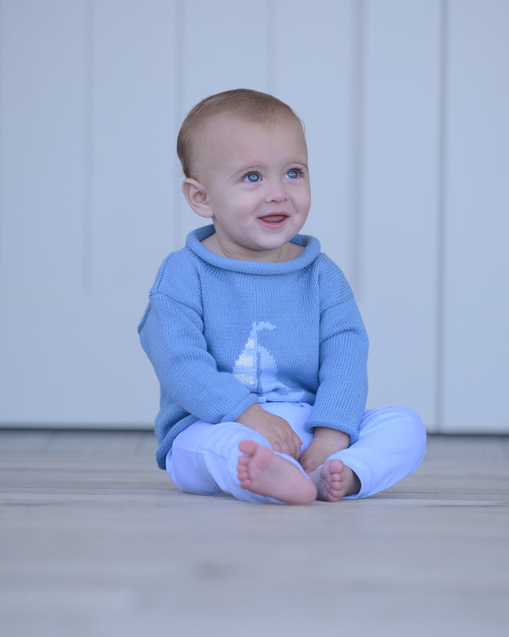 Smooth Sailing Roll Neck Sweater-Chatham Bars Blue
