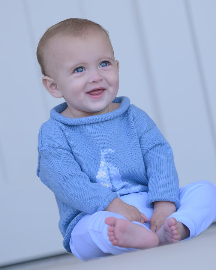Smooth Sailing Roll Neck Sweater-Chatham Bars Blue
