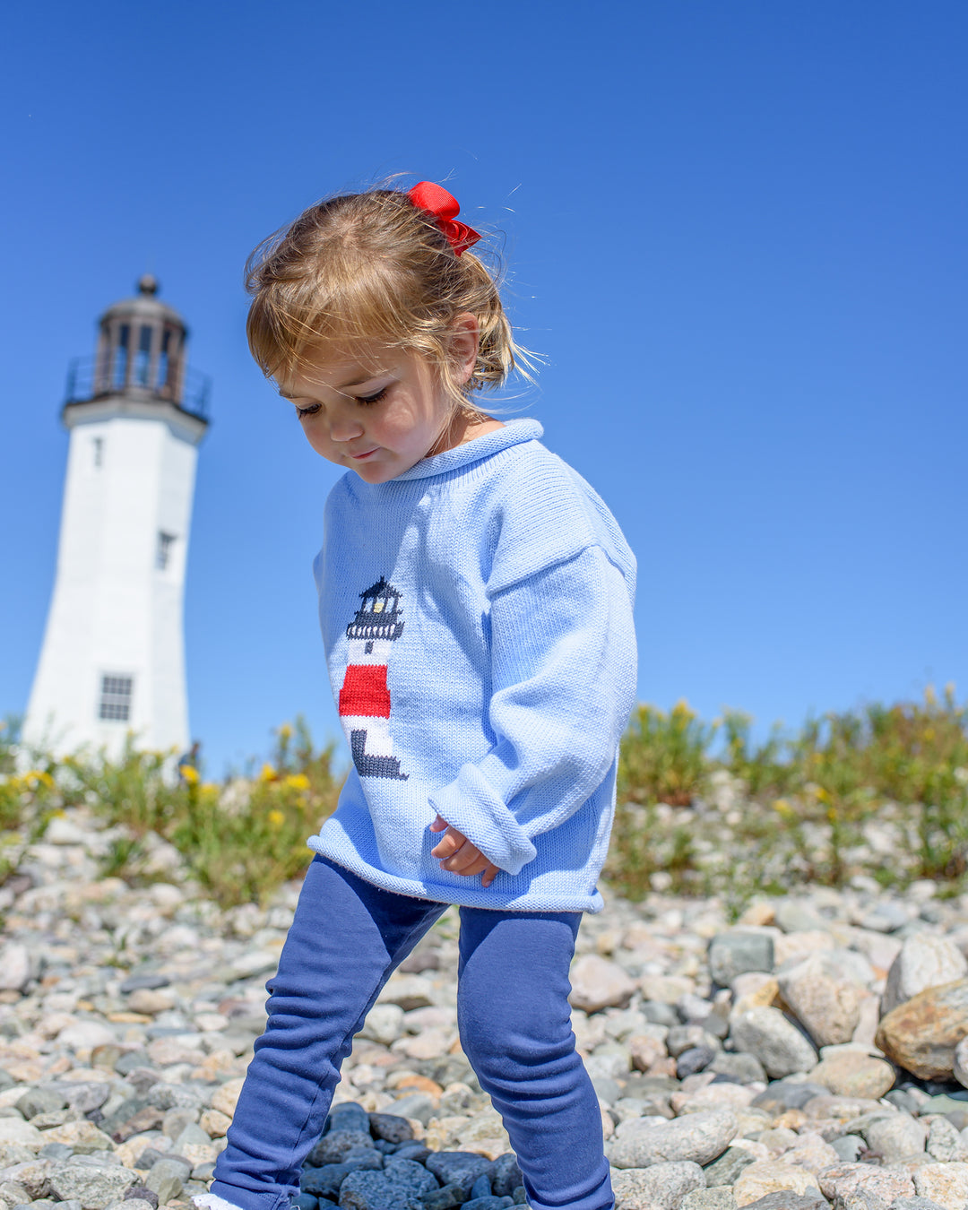 Lighthouse Roll Neck Sweater-Chatham Bars Blue