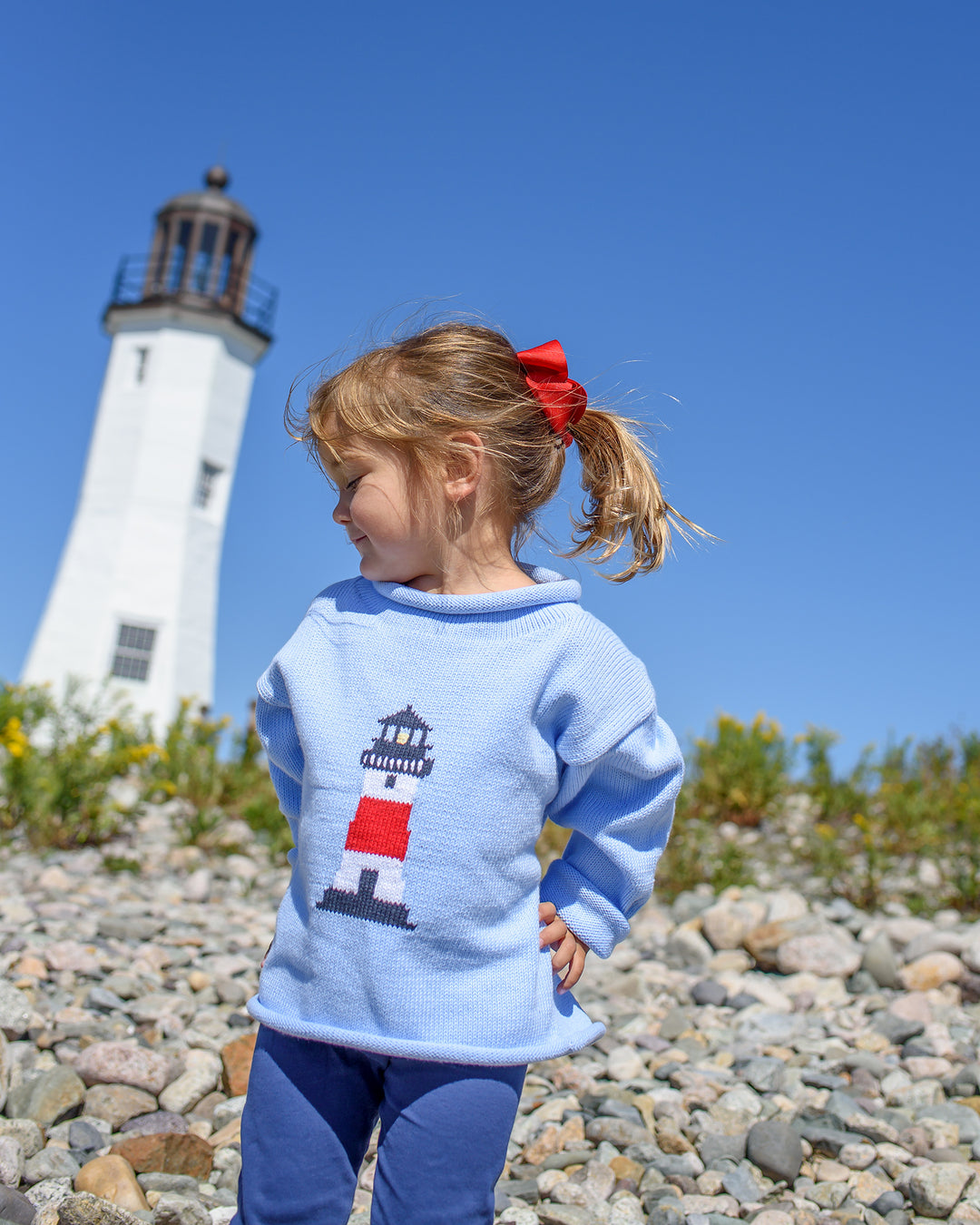 Lighthouse Roll Neck Sweater-Chatham Bars Blue