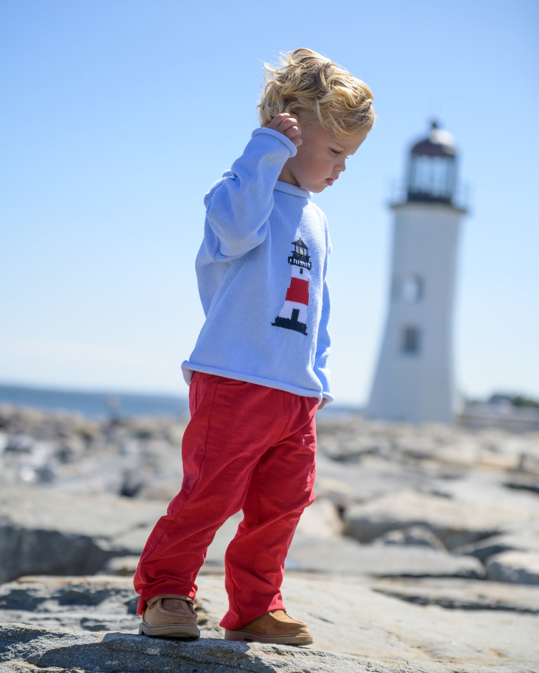 Lighthouse Roll Neck Sweater-Chatham Bars Blue