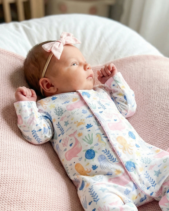 Under The Sea Footed Romper-Pink