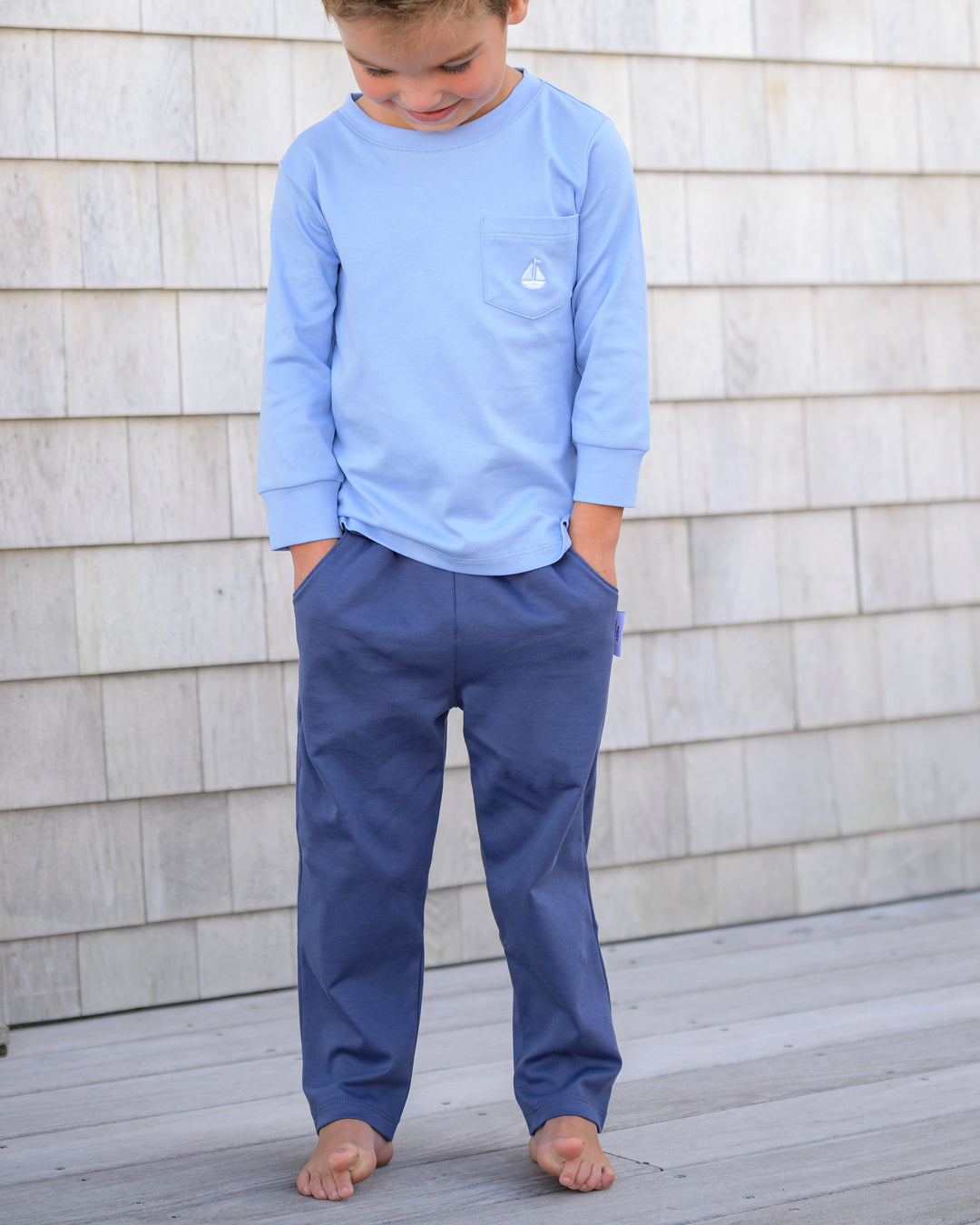 Essentials Pima Pull On Pants-Naval Blue