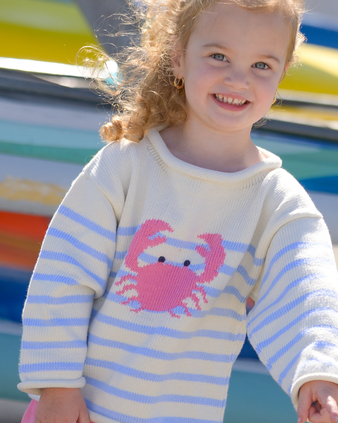 Crab Roll Neck Sweater-Pink
