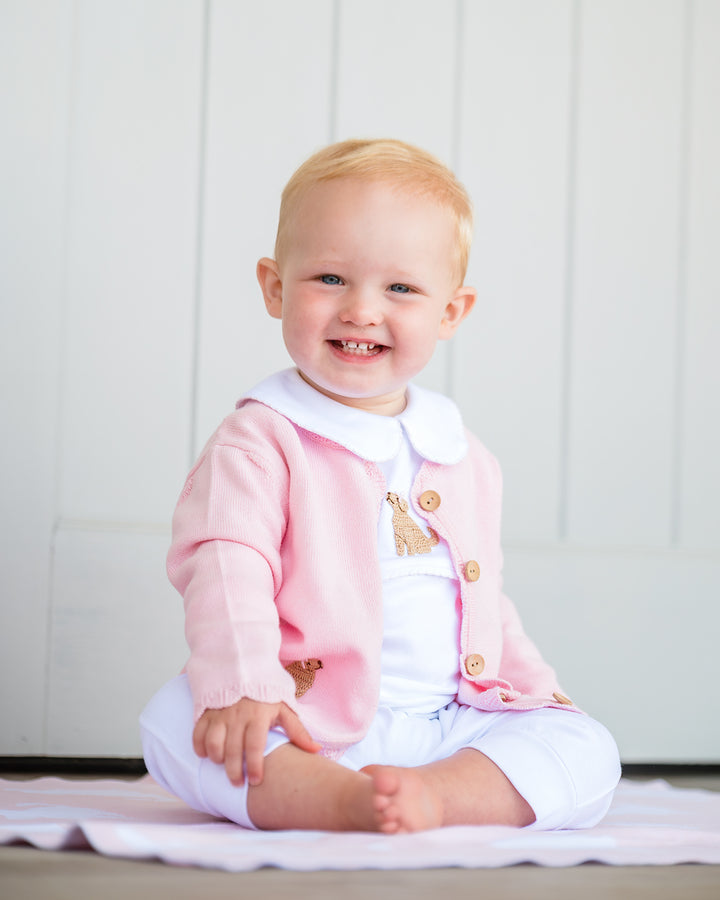 Playful Pups Scalloped Cardigan-Baby Pink